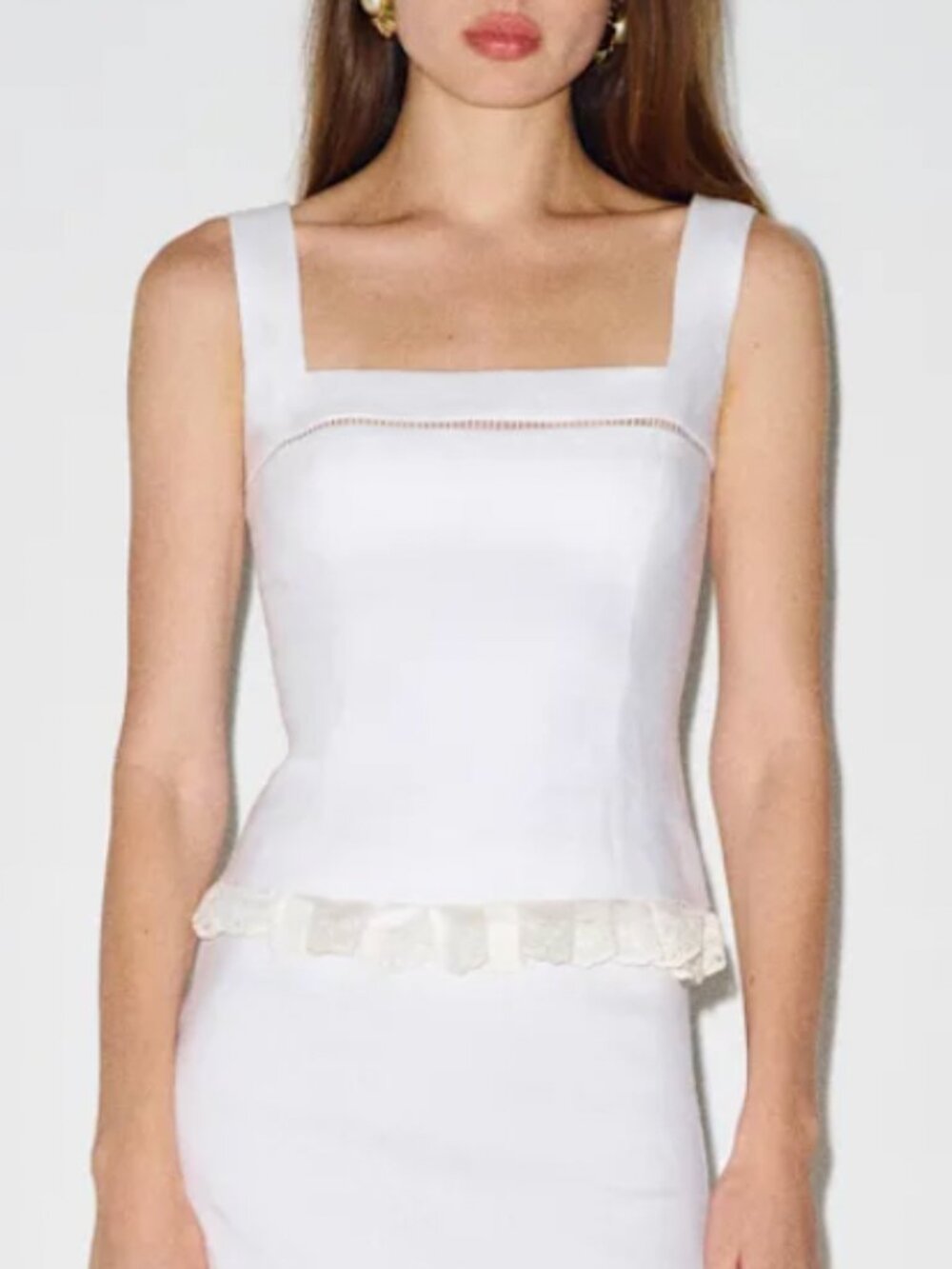 Reformation Nanette Linen Top - White French Lace Causal - Picture 3 of 9